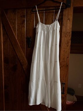 Zara Cream Smocked Elastic Waist Top